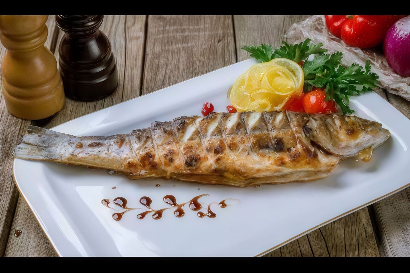 وجبه سمكه هامور وزن نصف كيلو تقريبا
