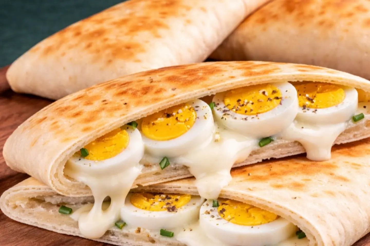 فطيرة بيض مسلوق جبن سائل