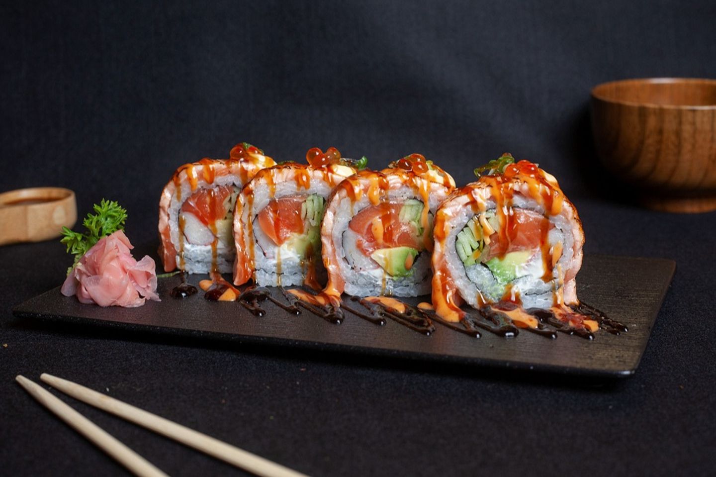 Salmon Avocado Aburi Roll