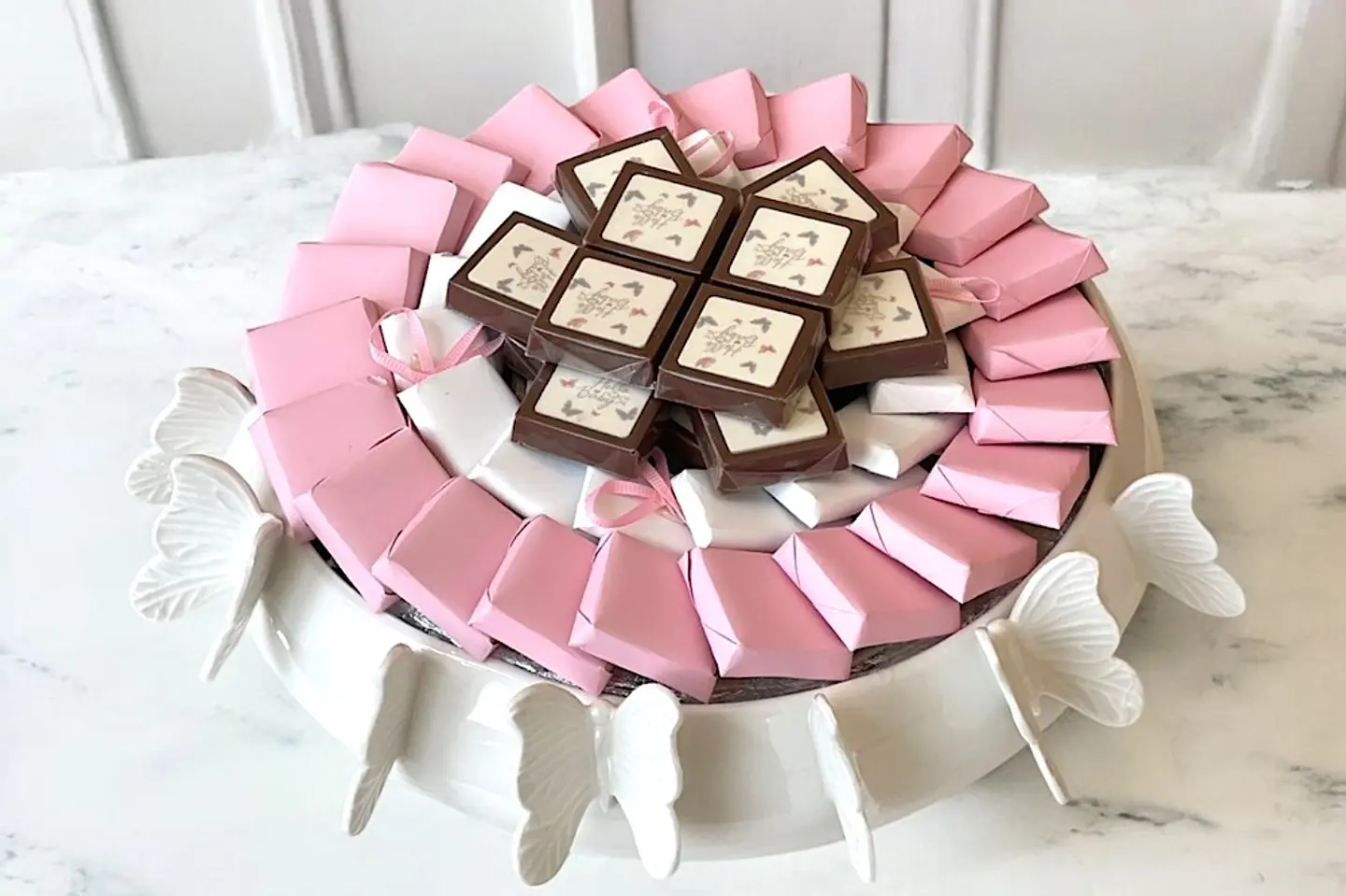 Baby Girl Chocolate Tray Butterflies