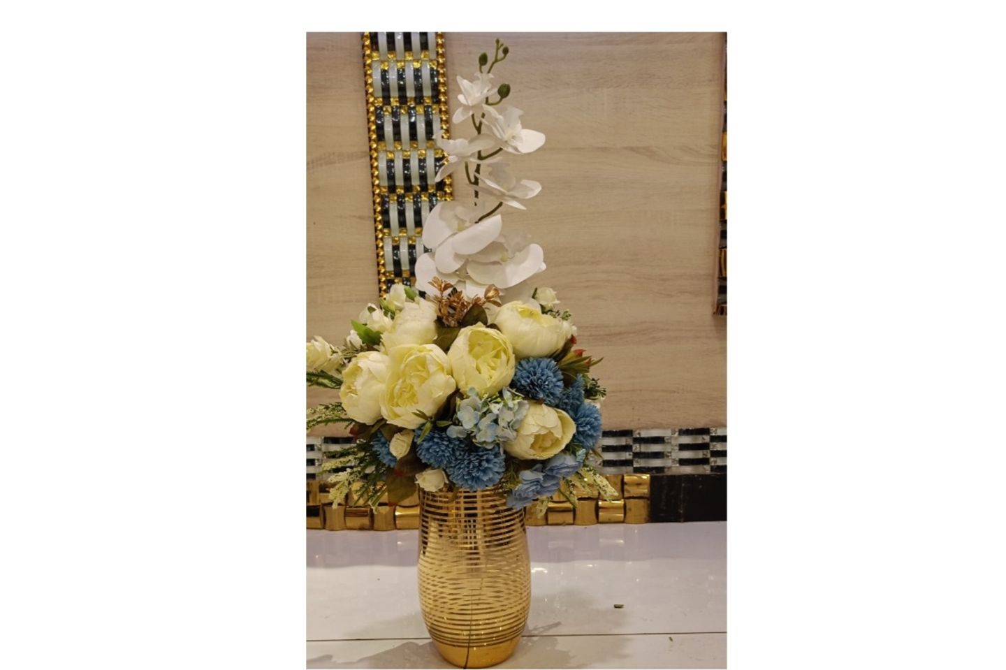 Golden Artificial Flower Vase