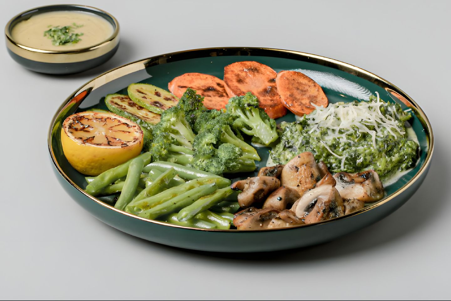 Plate Of Mixed Fresh Vegetables Served
