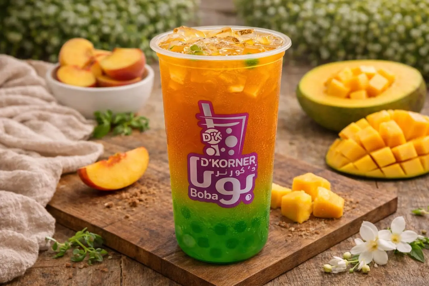 Peach Mango Fruit Tea Popping Boba Large 700ml
