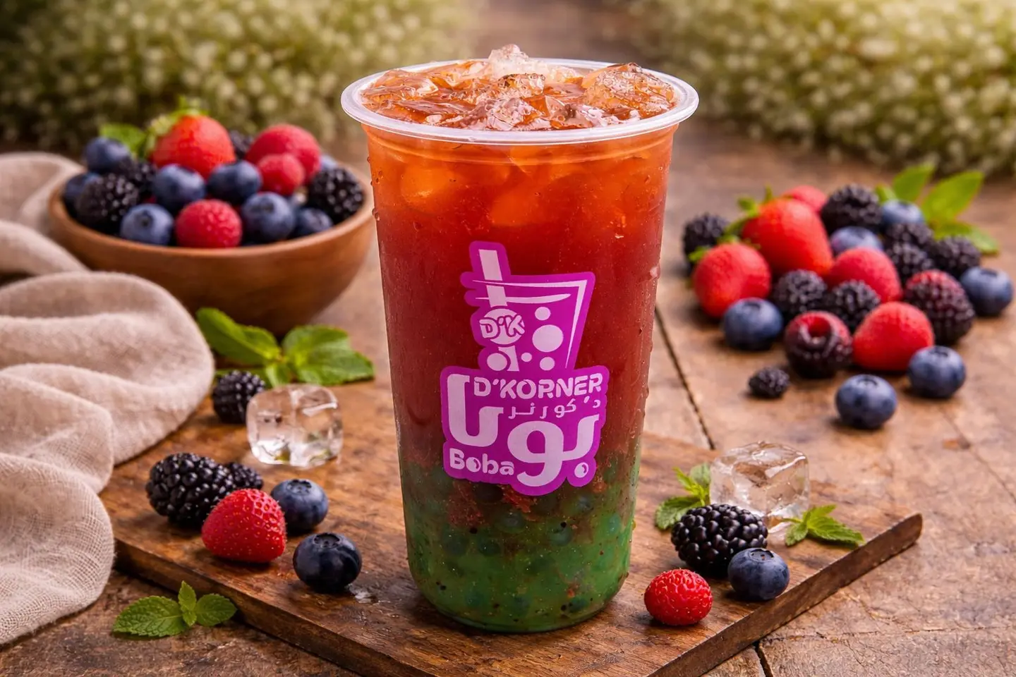Mix Berry Fruit Tea Popping Boba Large 700ml