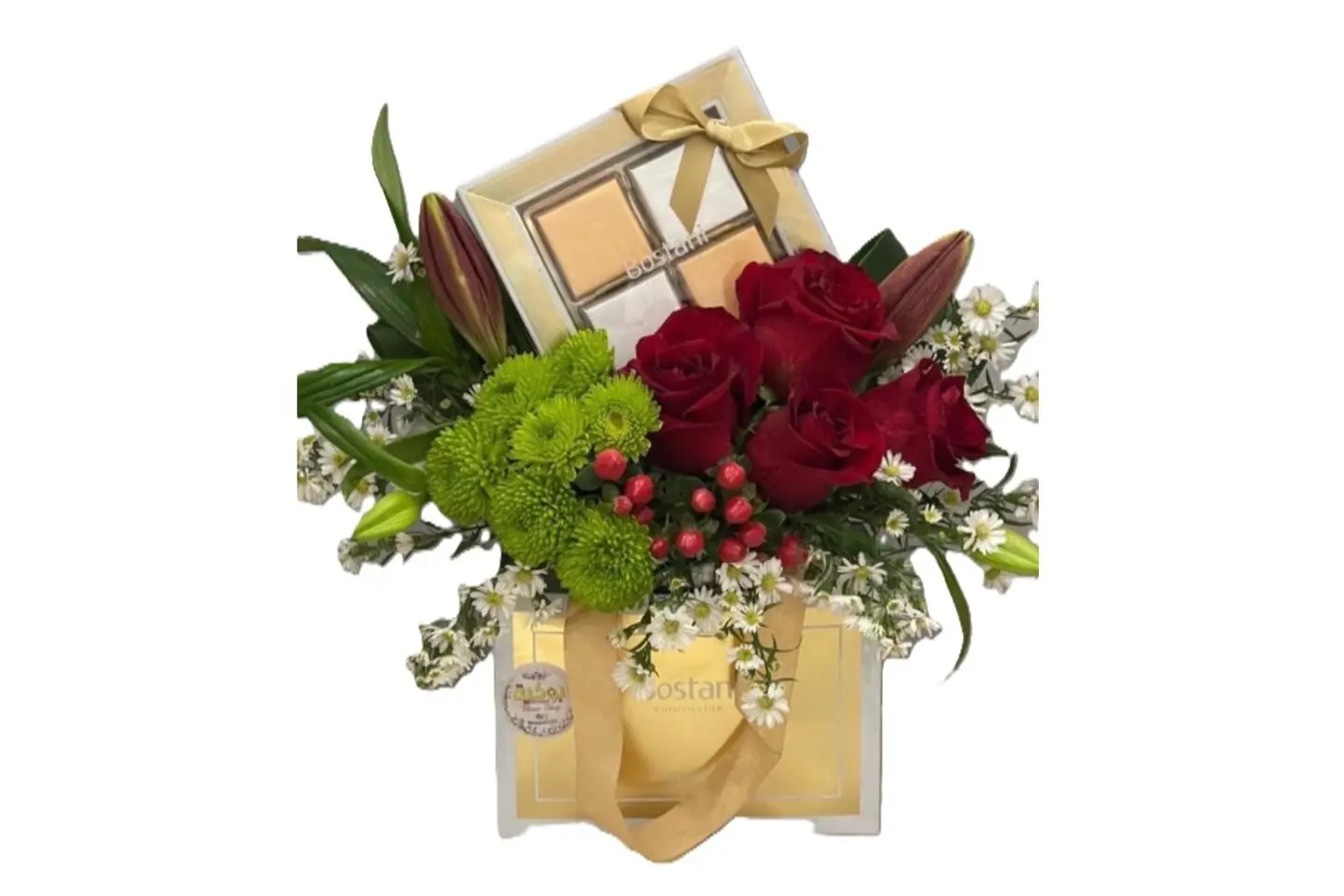 شوكلت بستاني ثمان حبات مع ورد