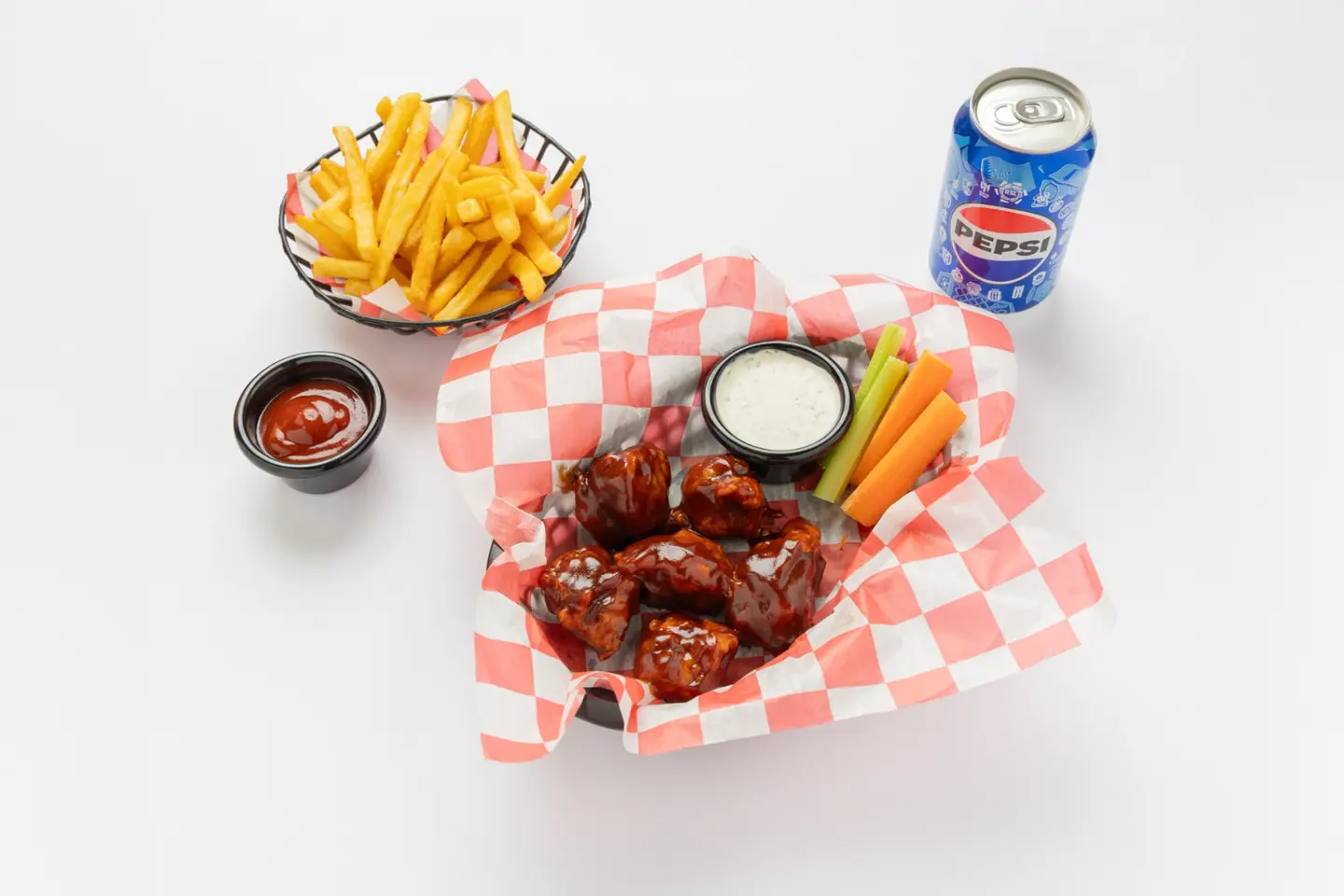 8 Pcs Boneless Pops Meal + Fries, Salad & Drink