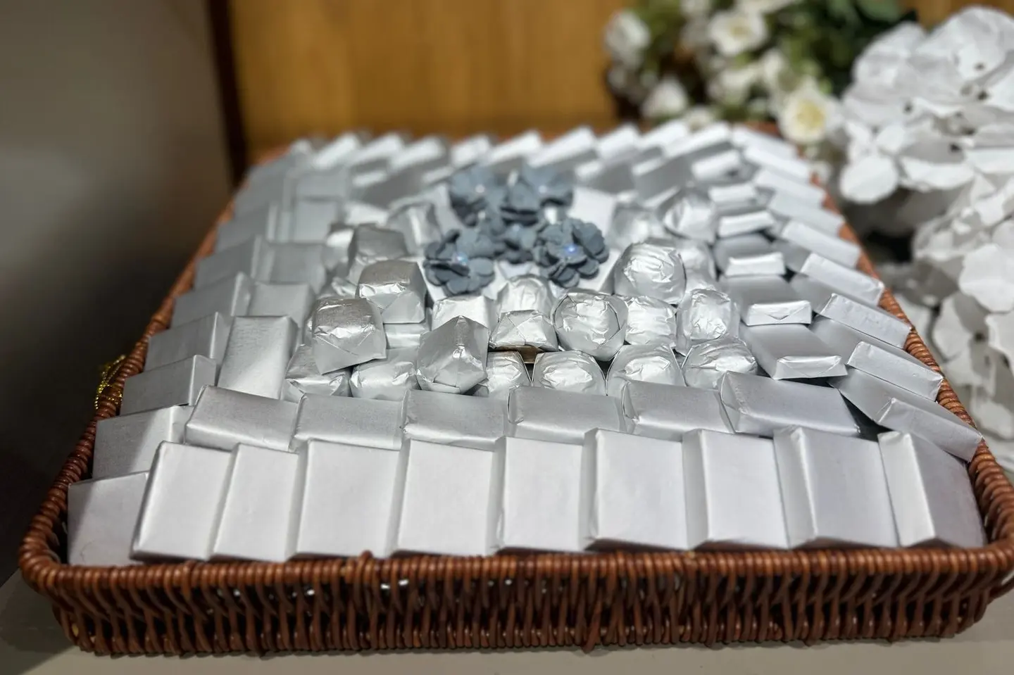 Large Silver Rectangular Basket 36329