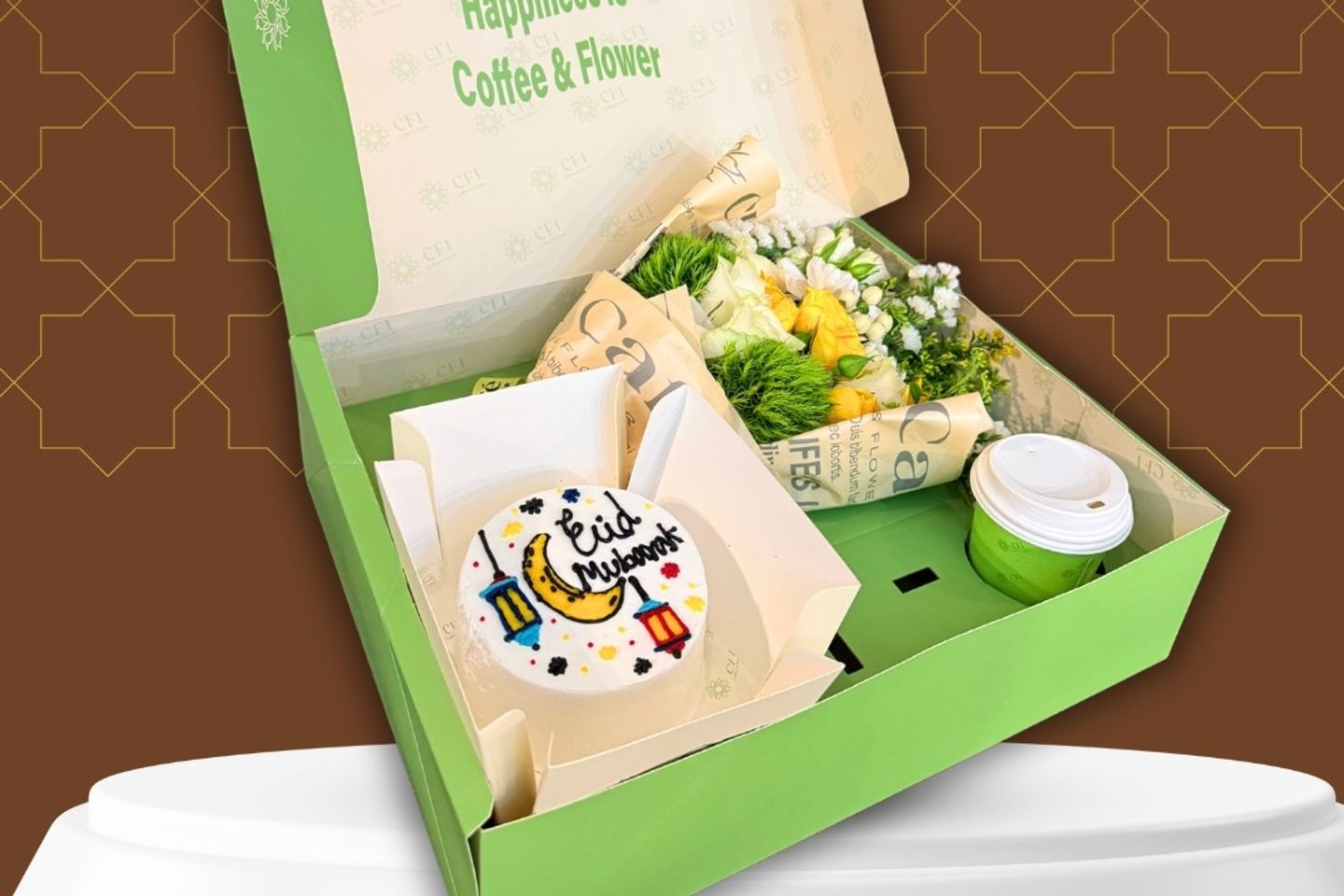 Eid Box Roses Bento Cake Coffee   Large Size