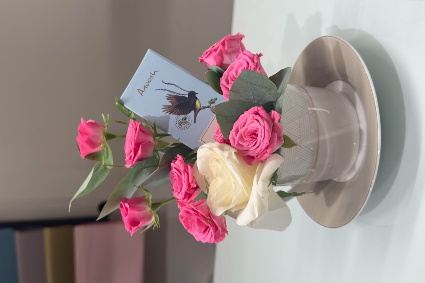 Chocolate With A Cup And Roses