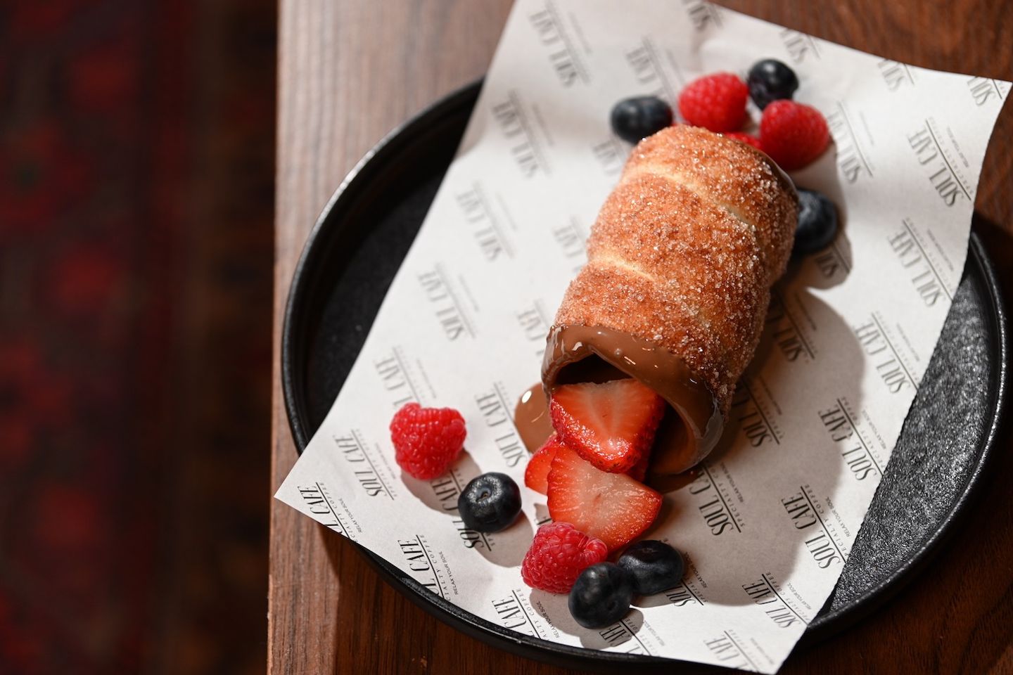 Chocolate Trdelnik With Berries And Strawberries