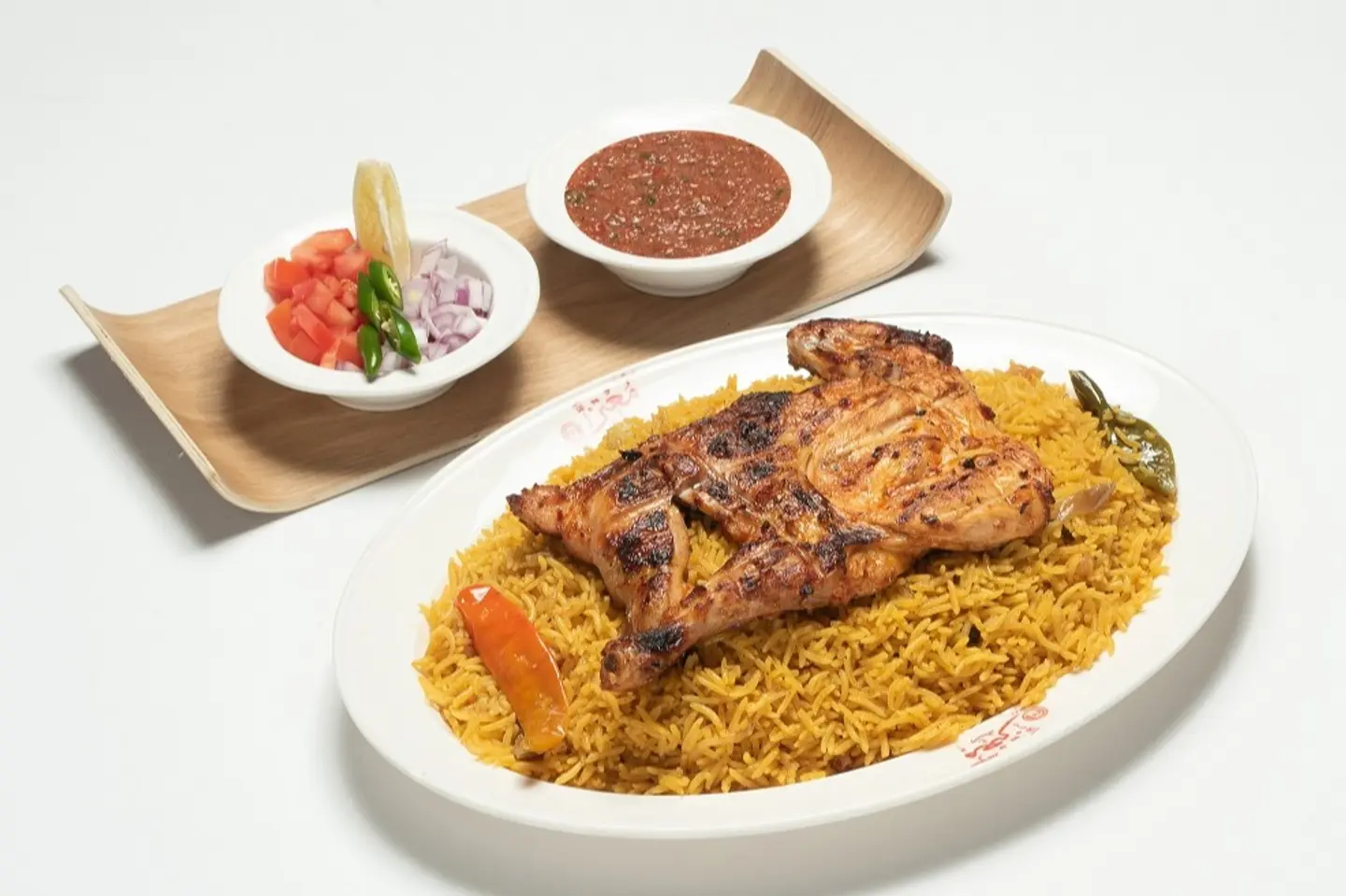 نصف حبة على الفحم مع أرز