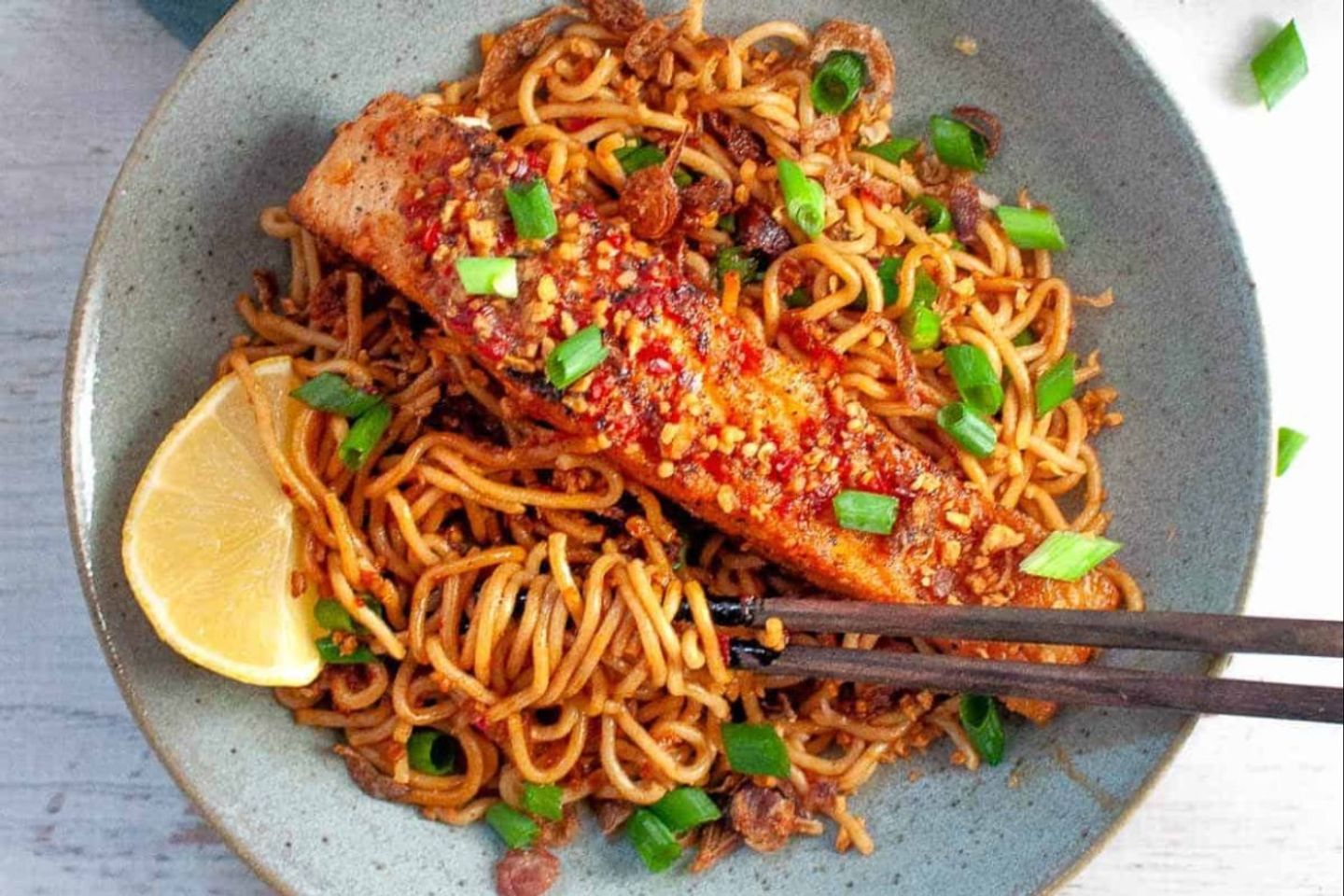 Asian Salmon With Noodles