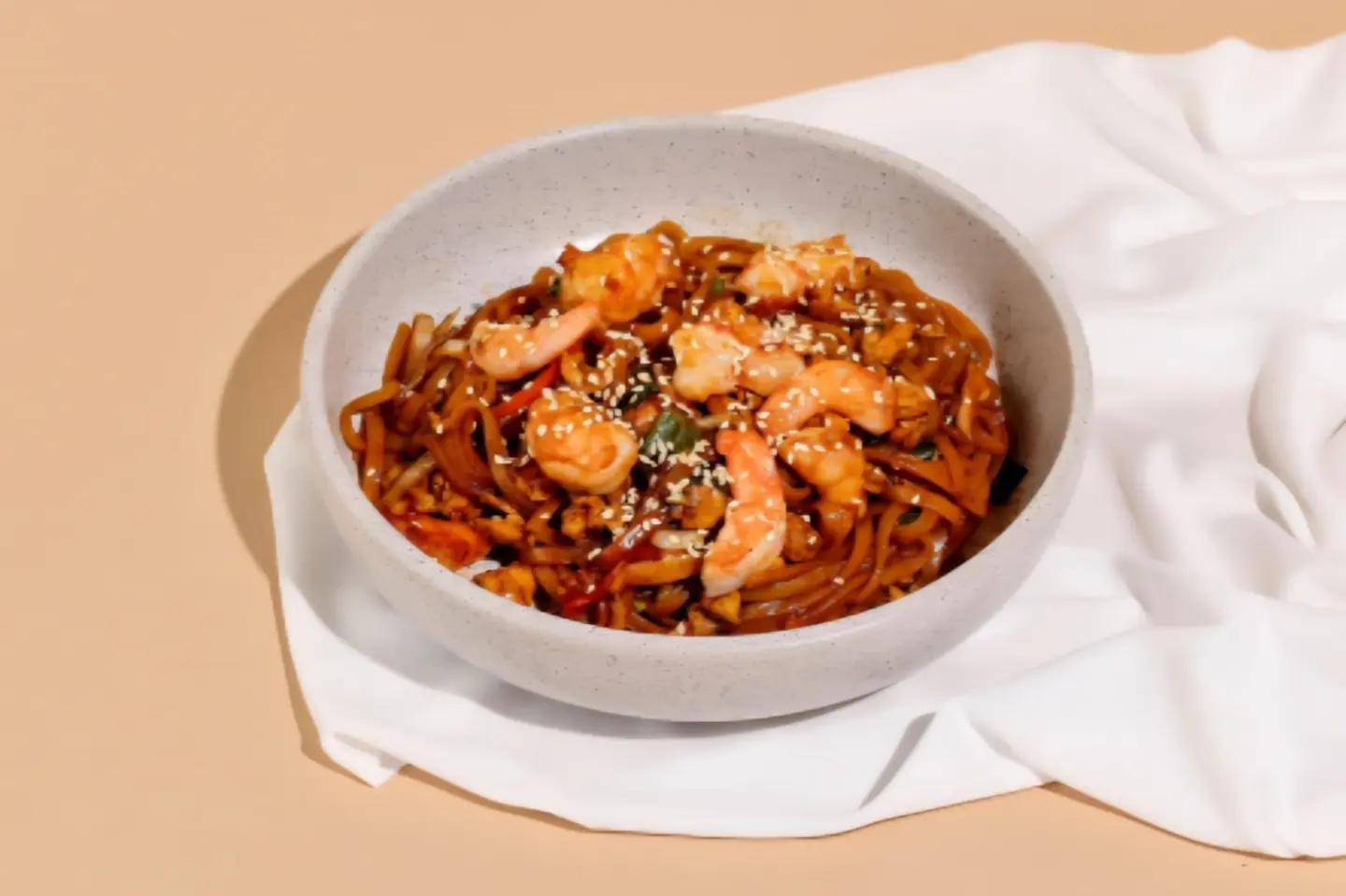 Smoked Spicy Noodles With Shrimp