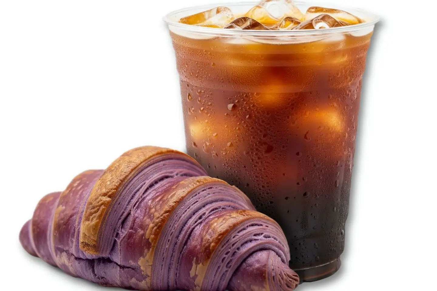 Purple Croissant With Cheese With Today's Cold Coffee