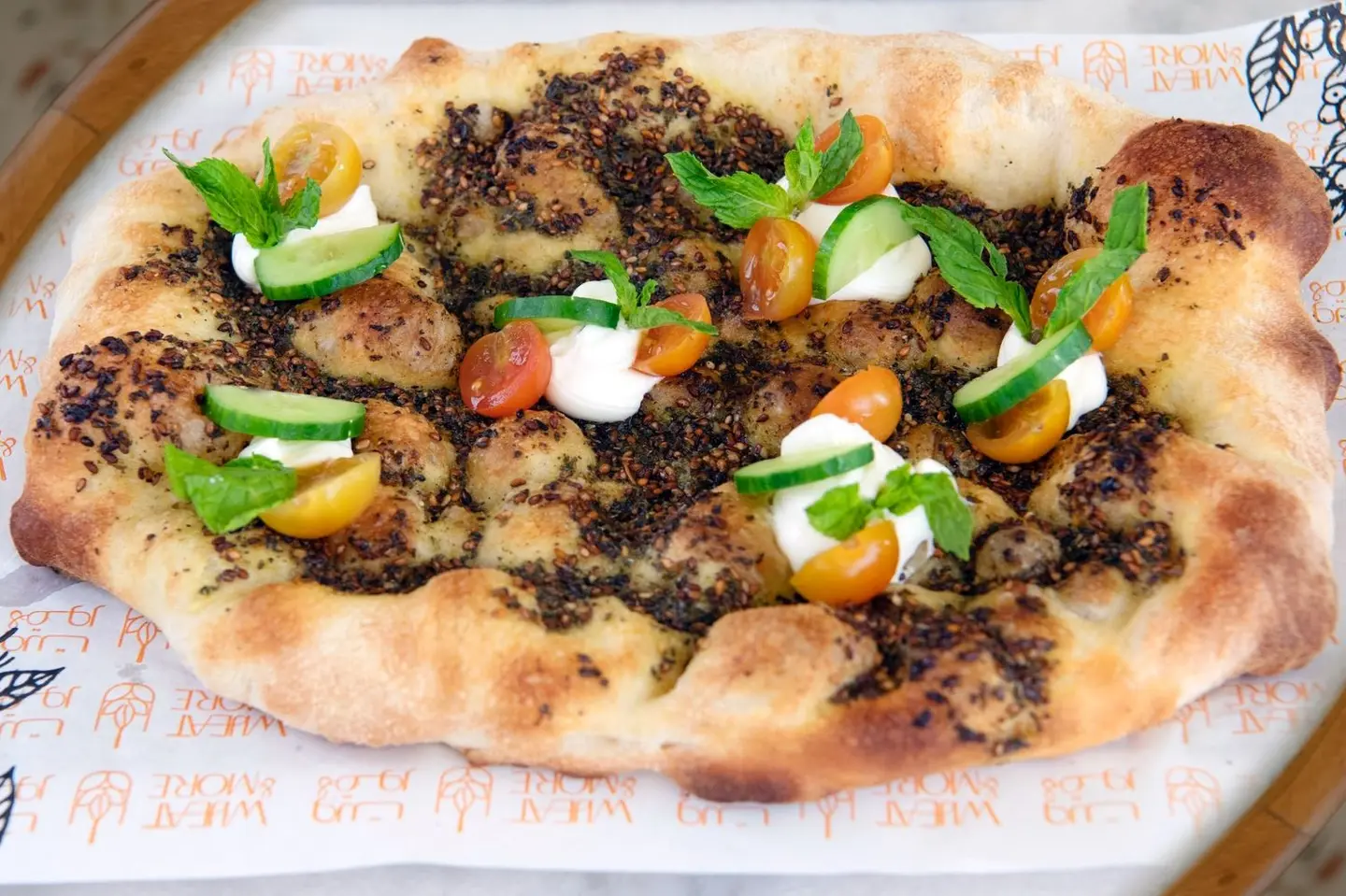 Zaatar Sketchata With Labneh And Vegetables