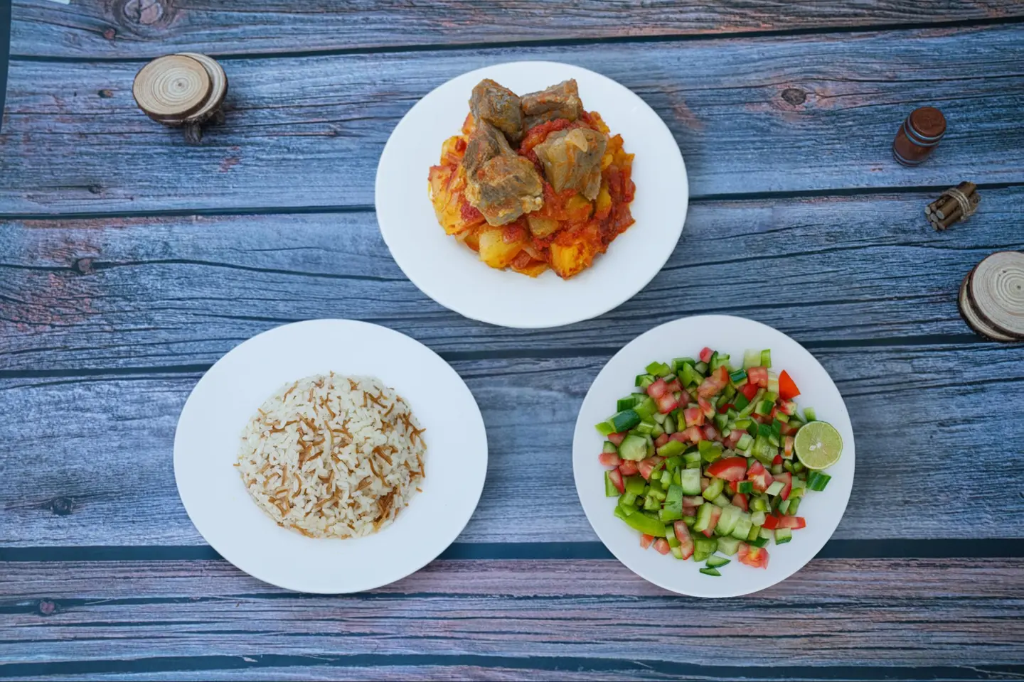 بطاطس مع اللحم والارز