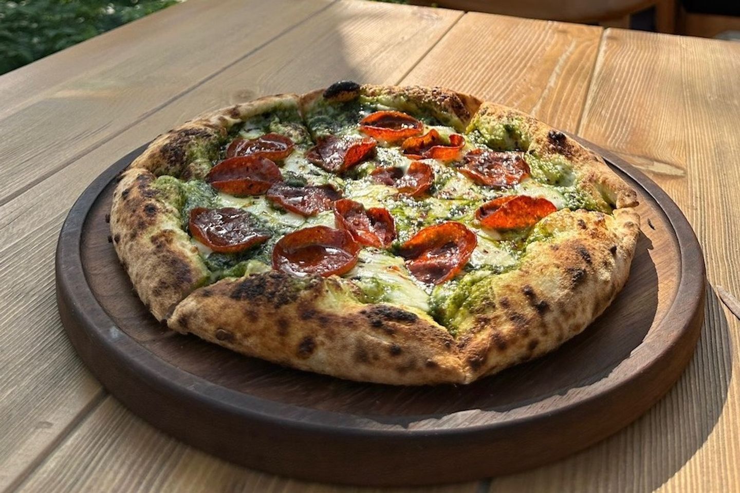 Pesto Pepperoni Pizza With Hot Honey