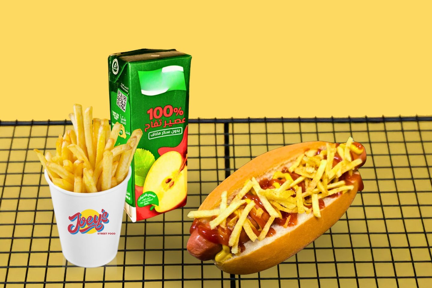 Hot Dog With Fries And Juice