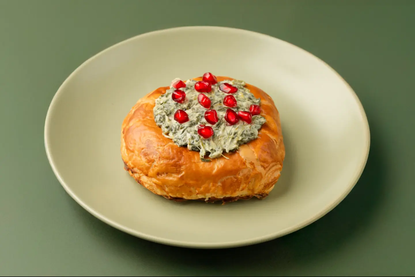 Labneh And Spinach Pie With Pomegranate