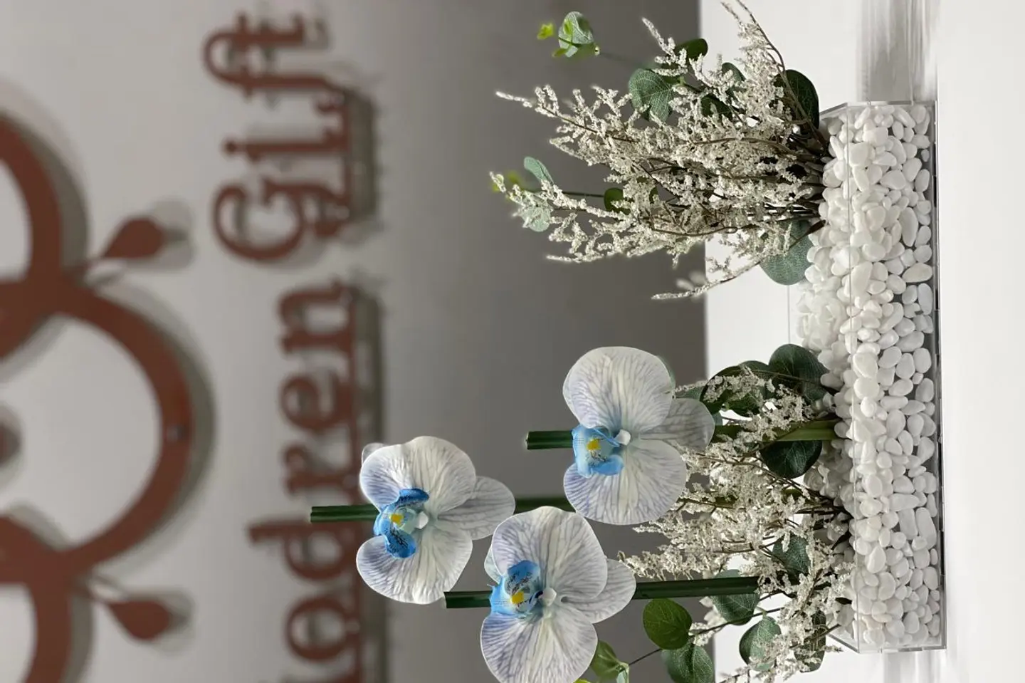 Artificial Flowers And Acrylic Base