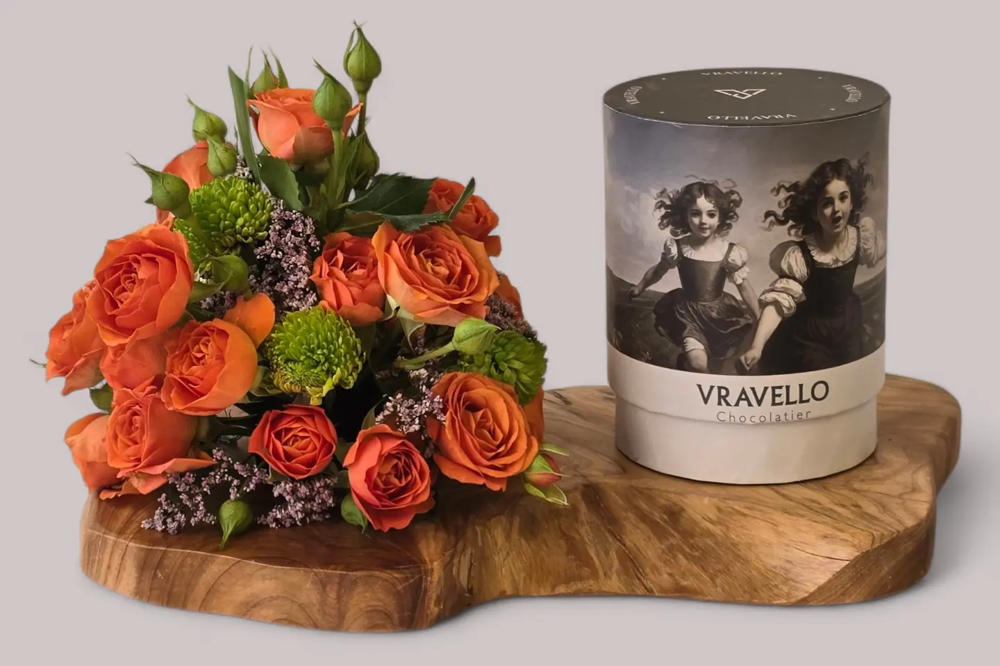 A Bouquet Of Spray Roes And Chocolates Ravell