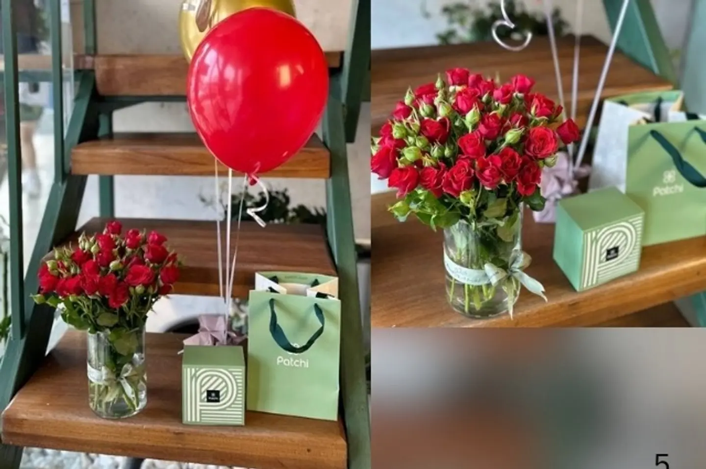 فازة ورد احمر وشكولاته باتشي وبالونات