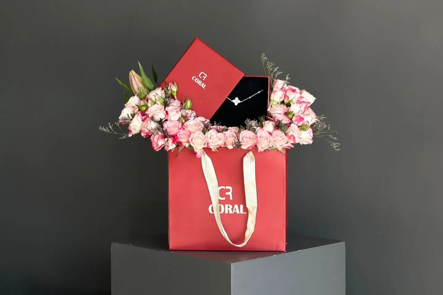 Coral Bracelet With Roses