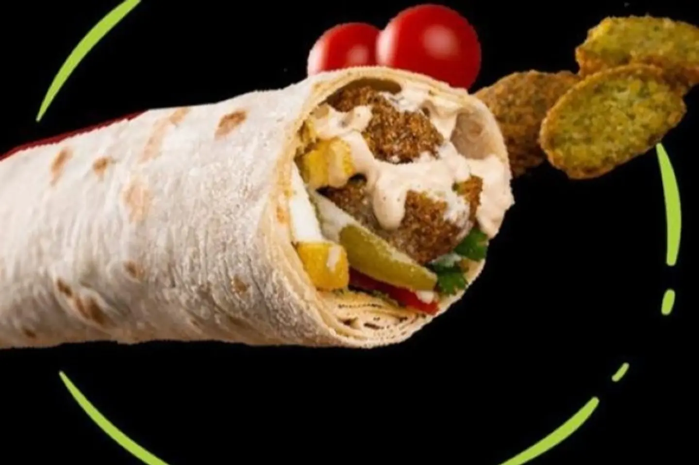 Falafel Sandwich In Saj Bread