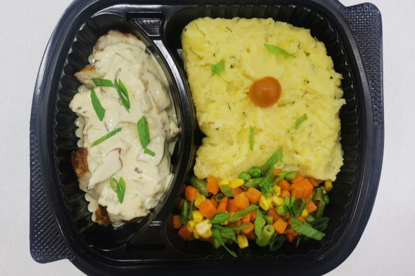 Grilled Chicken Meal With Mushroom Sauce And Puree Potatoes