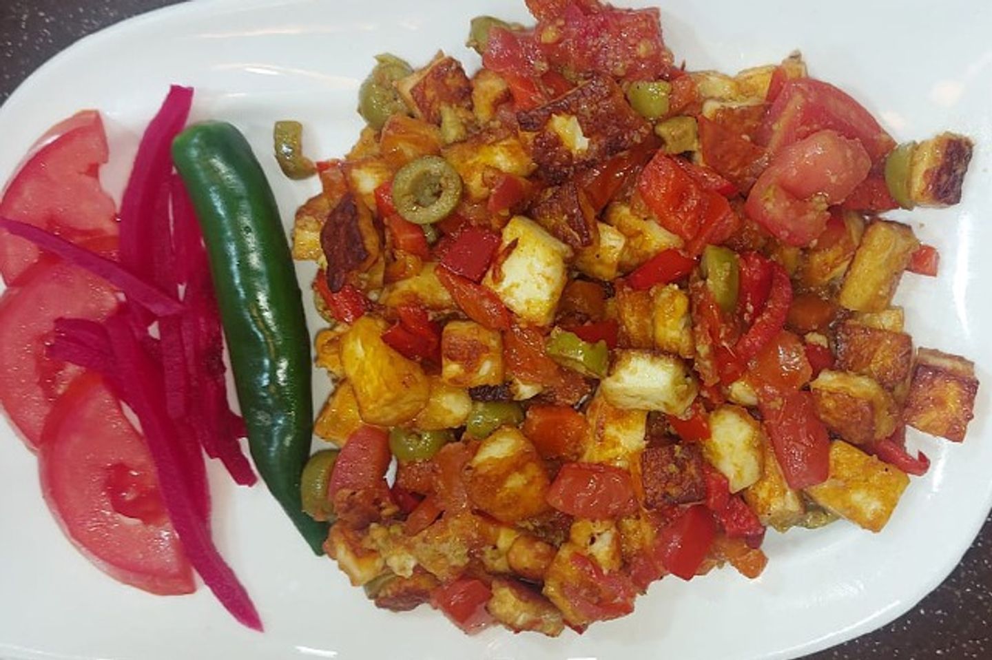 Halloum Grilled With Besto And Olive