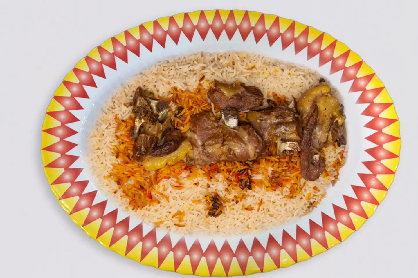 حنيذ لحم مرخ مع الرز