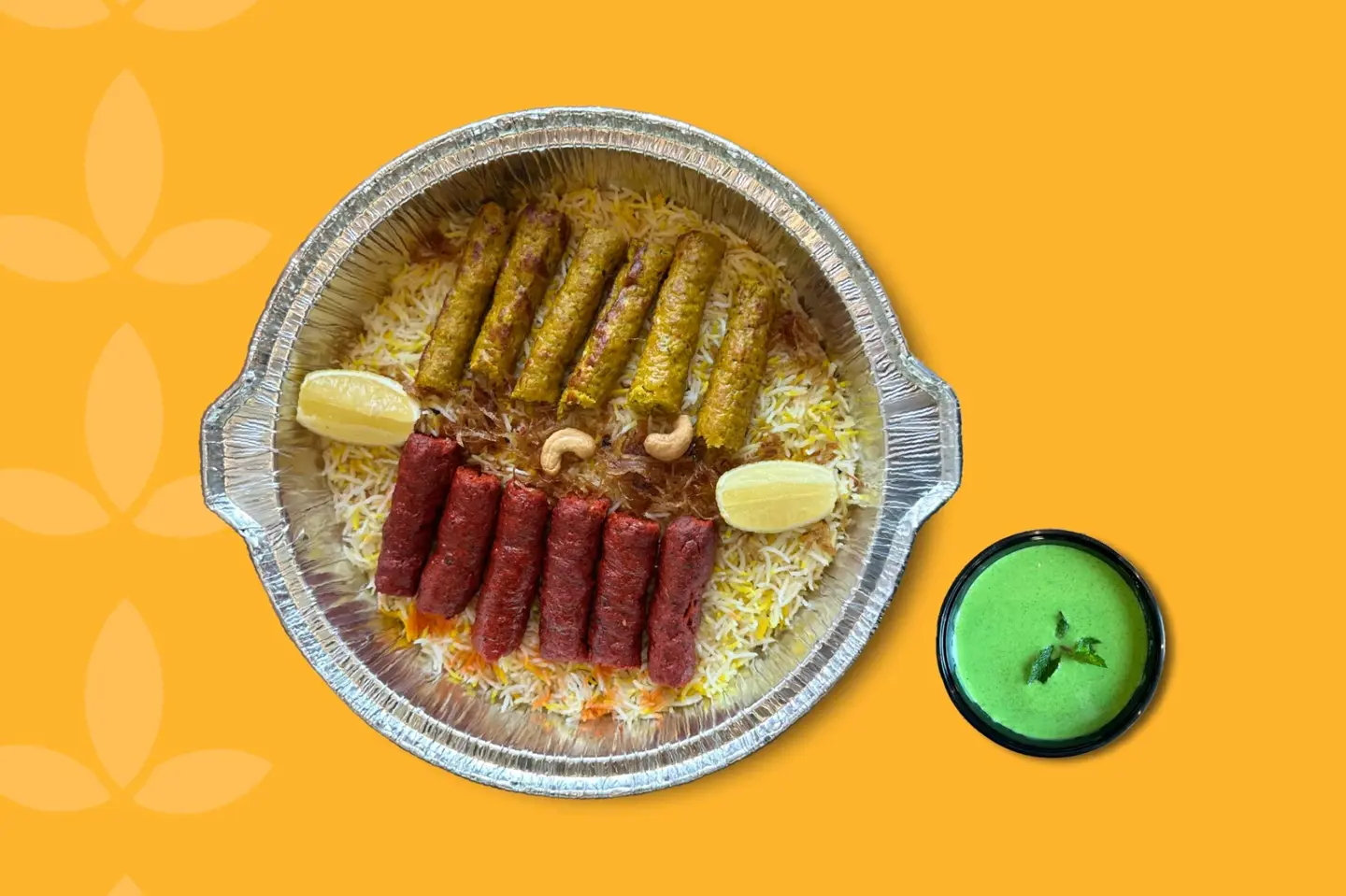 أرز برياني مع كباب دجاج ولحم