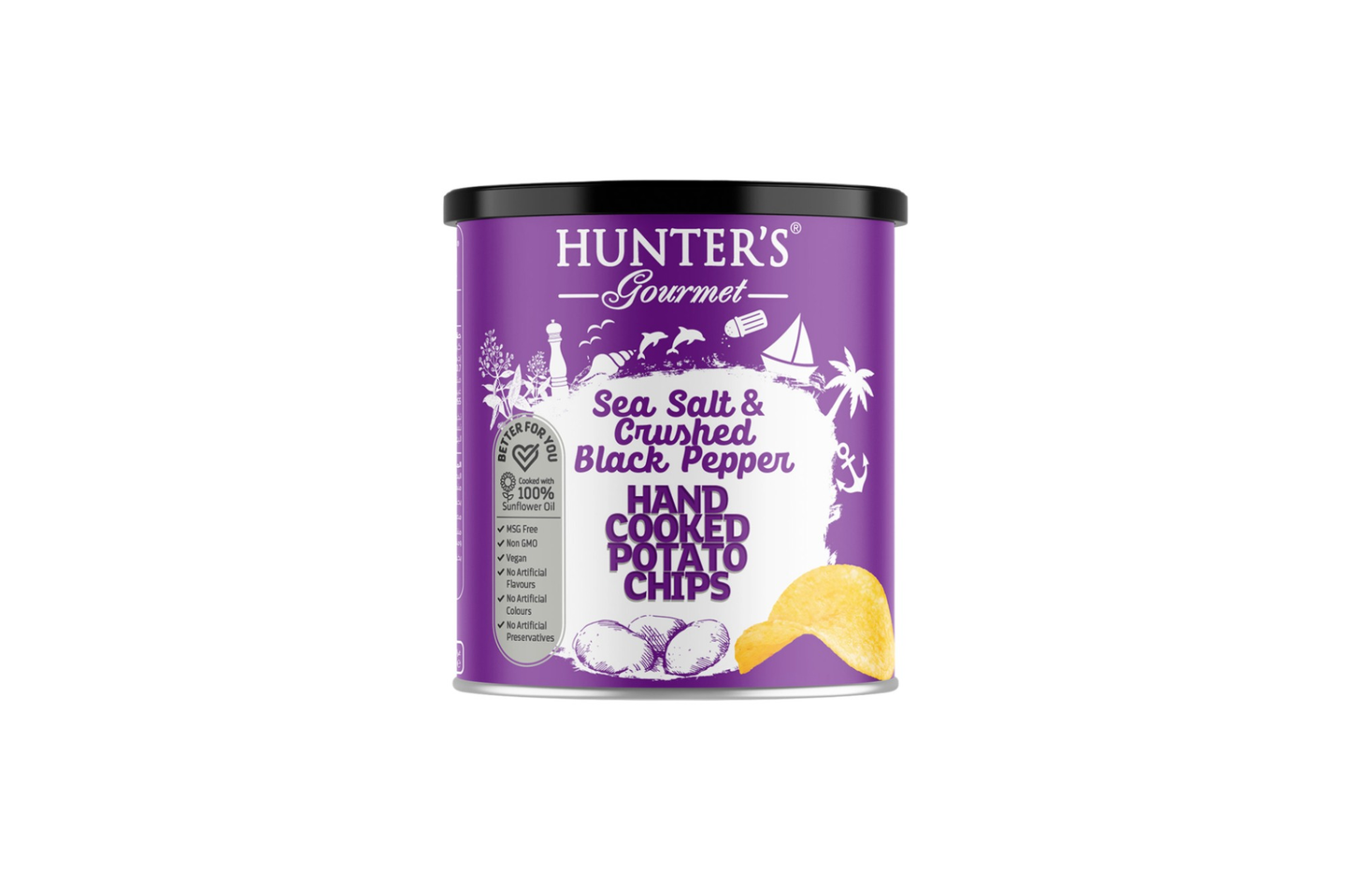 Hunter Chips Sea Salt And Crushed Black Pepper Canister 40g