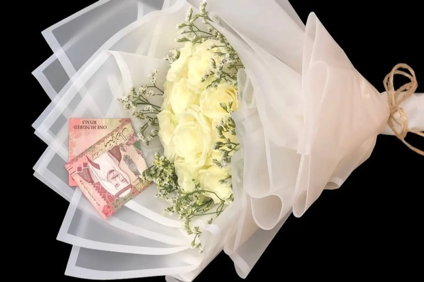 بوكية ورد جوري ابيض طبيعي