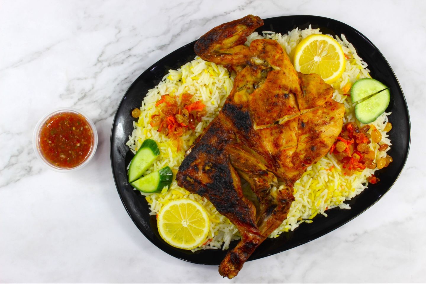 نصف حبه دجاج  مشوي مع رز