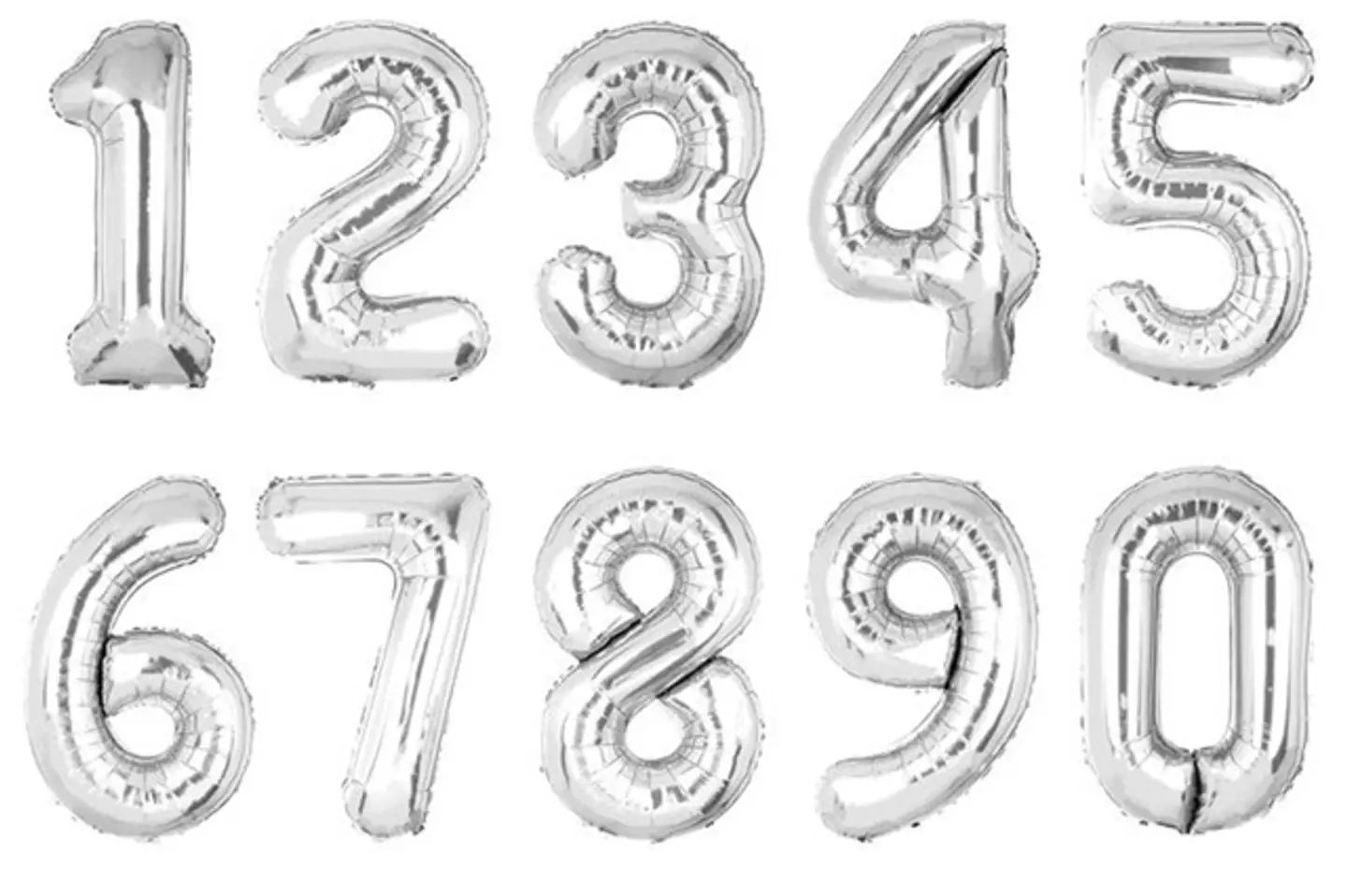 Helium Number Balloons Silver