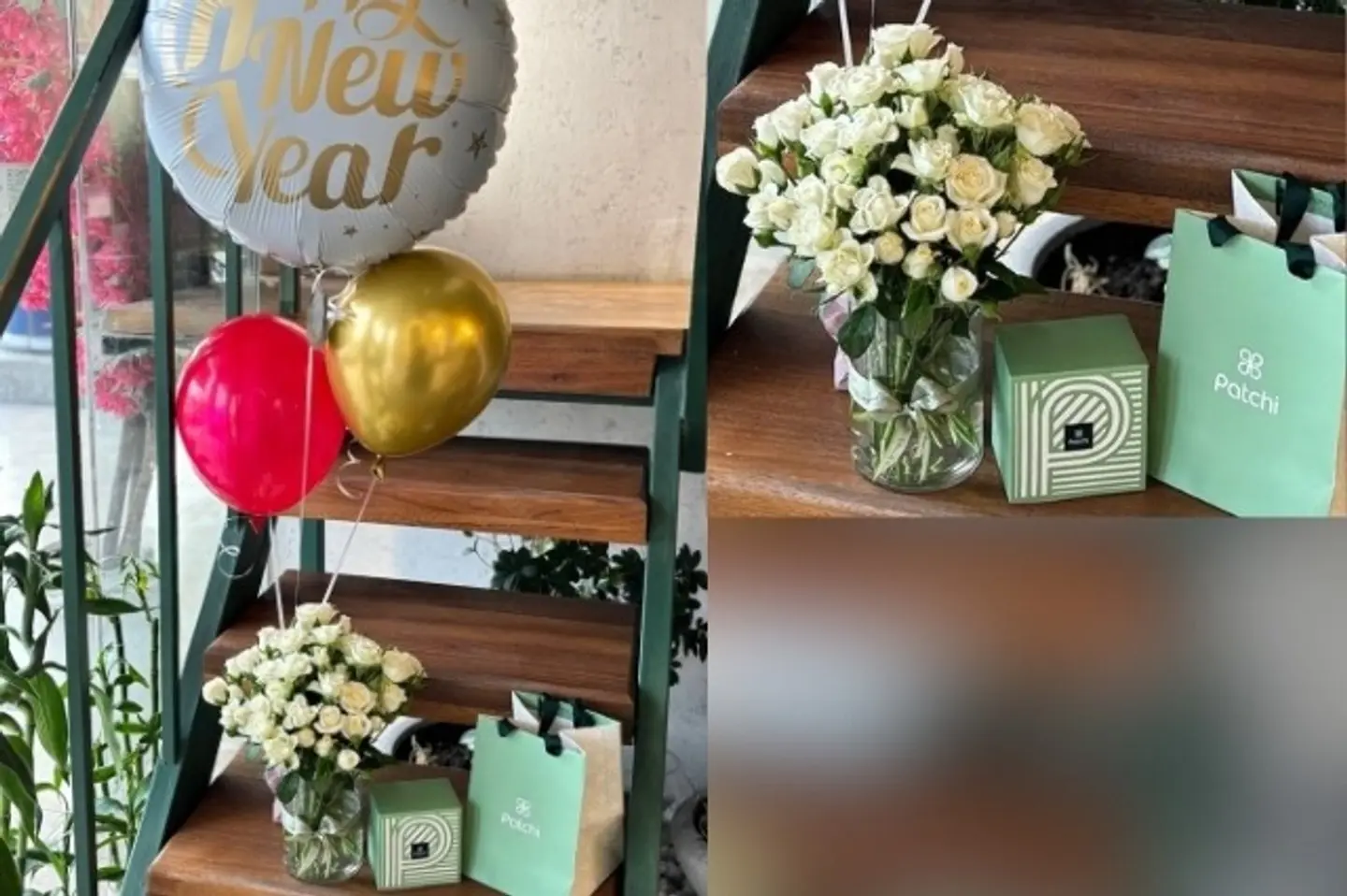 فازة ورد وشكولاته باتشي وبالونات