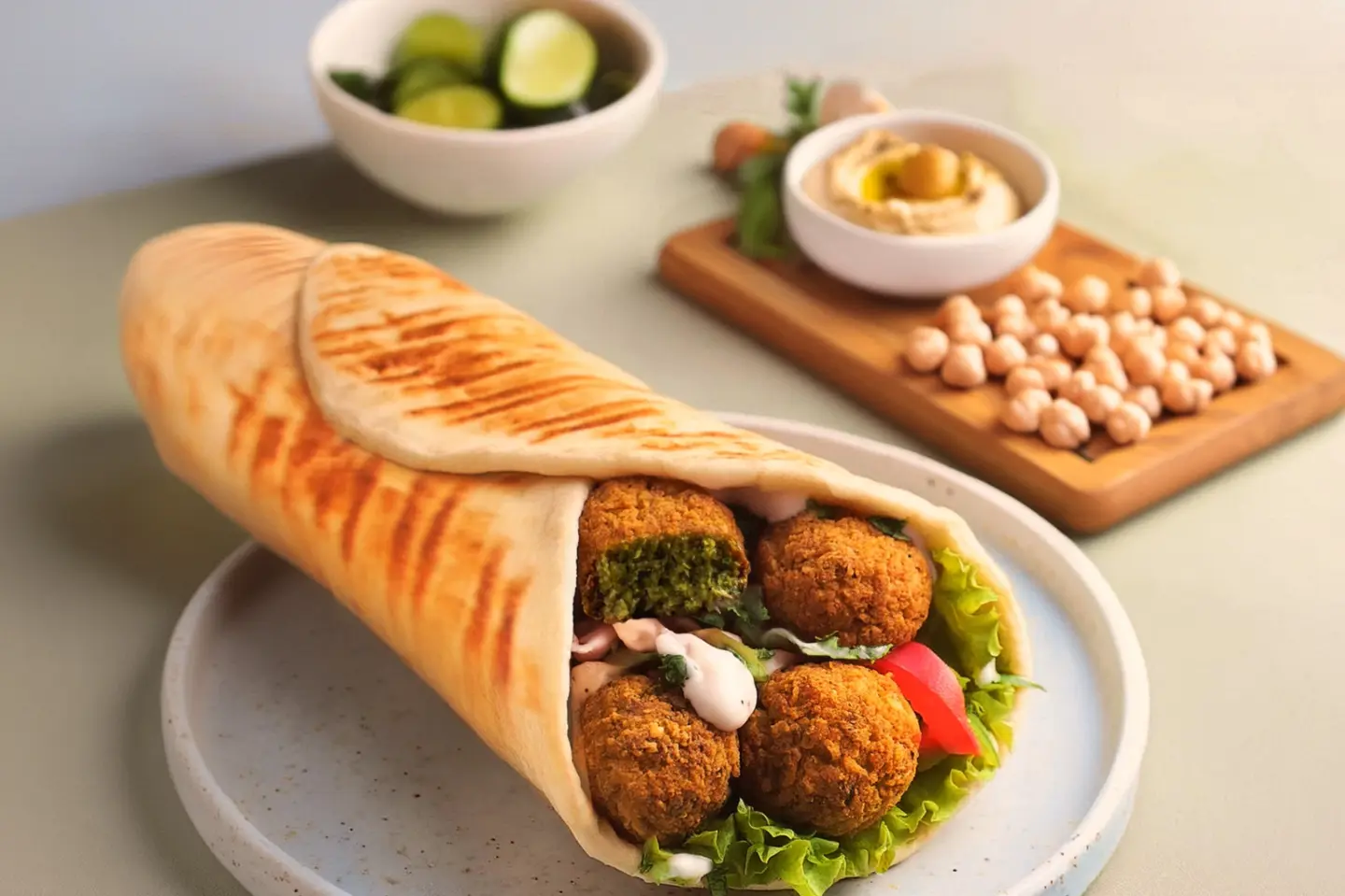 ساندويتش فلافل بالحمص