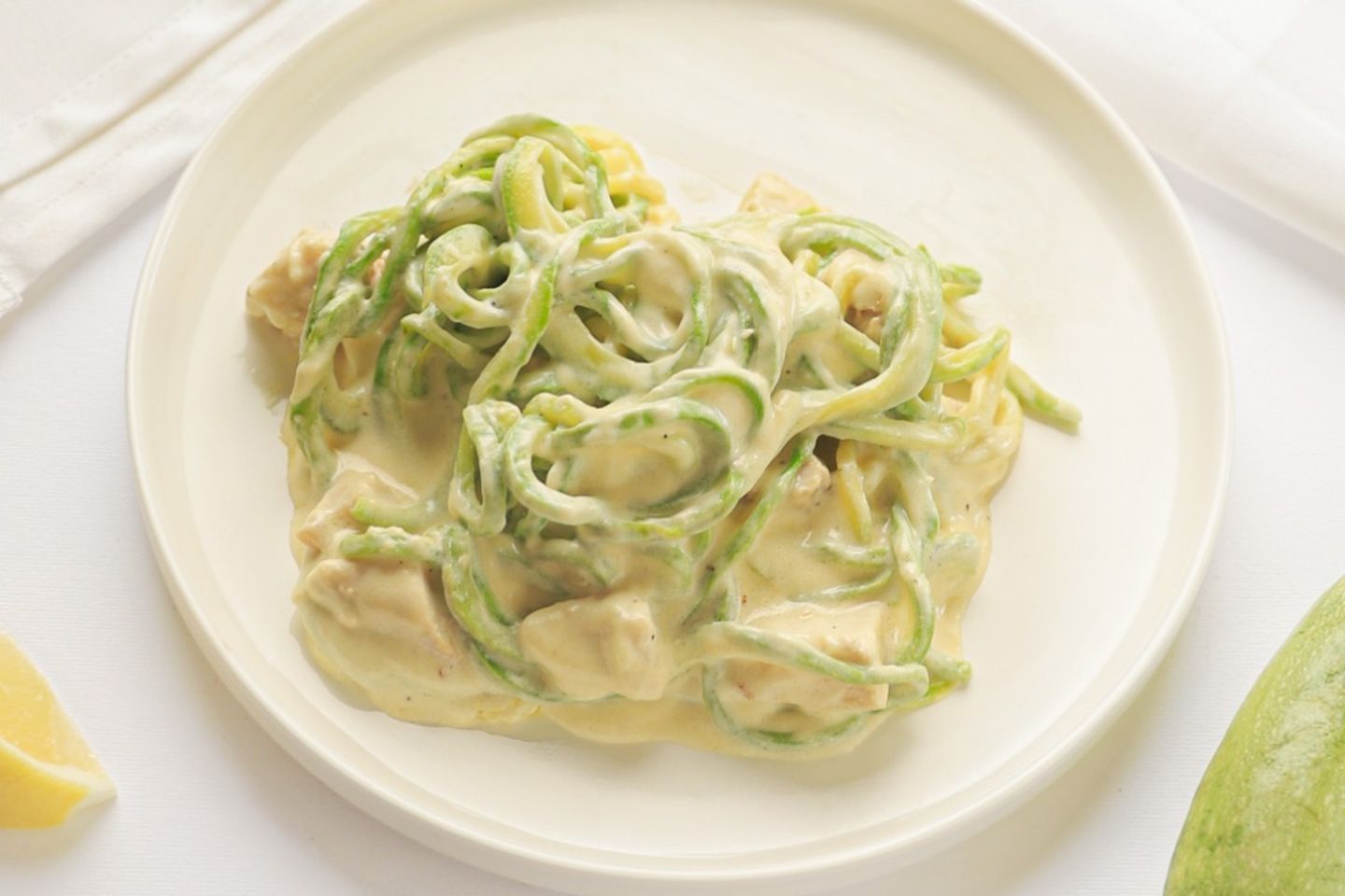 Alfredo Chicken With Zucchin Pasta