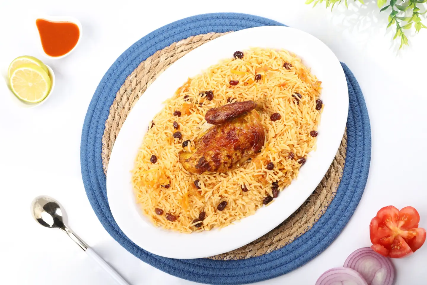 ربع دجاج شواية رز بخاري