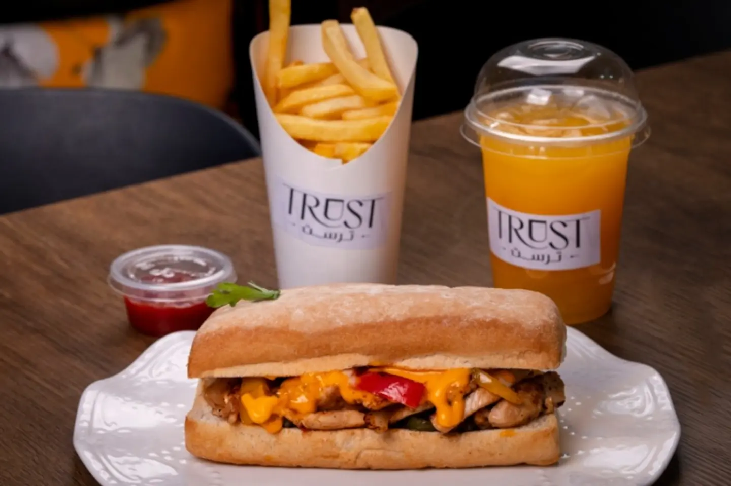 Combo Chicken Philly Frensh Fries Orange Juice