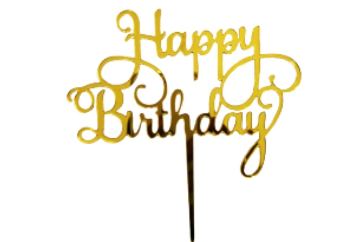 Gold Happy Birthday Cake Topper