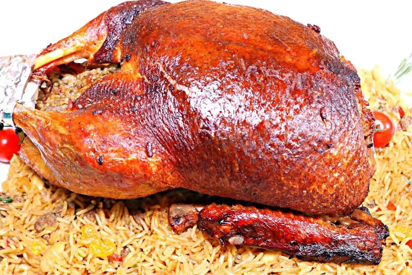 حبة بط مع ارز وخضار