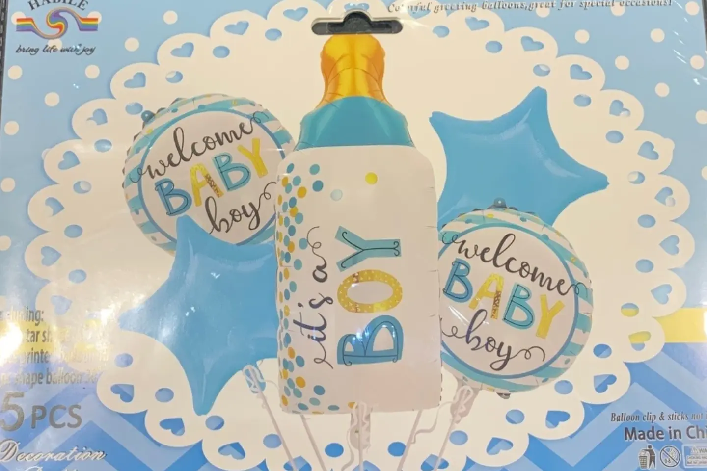 Newborn Boys Balloons Helium