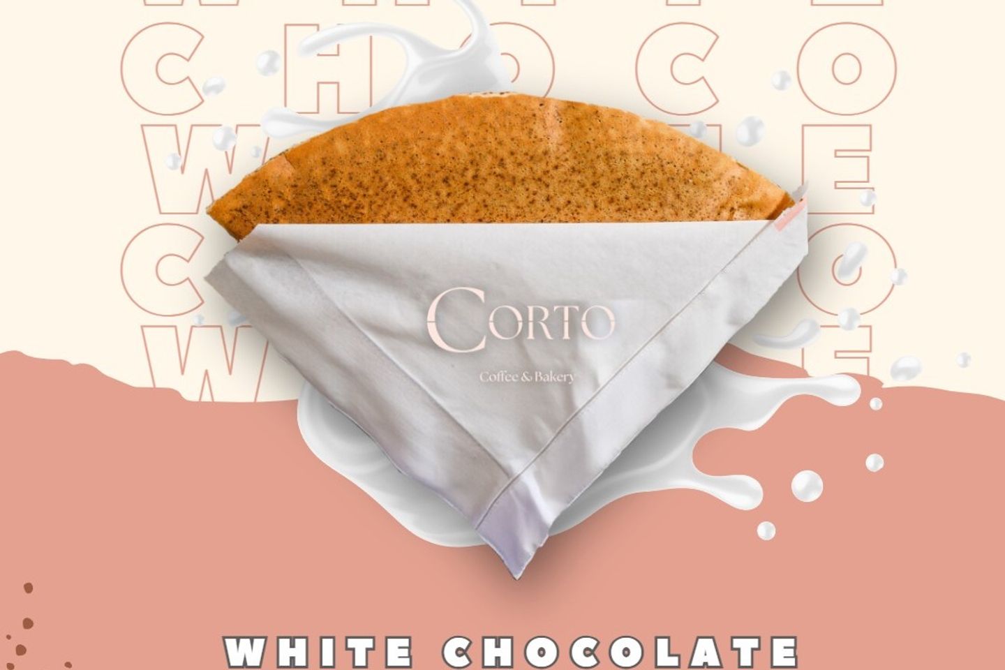 Flat Crunchy Crepe White Chocolate Sauce
