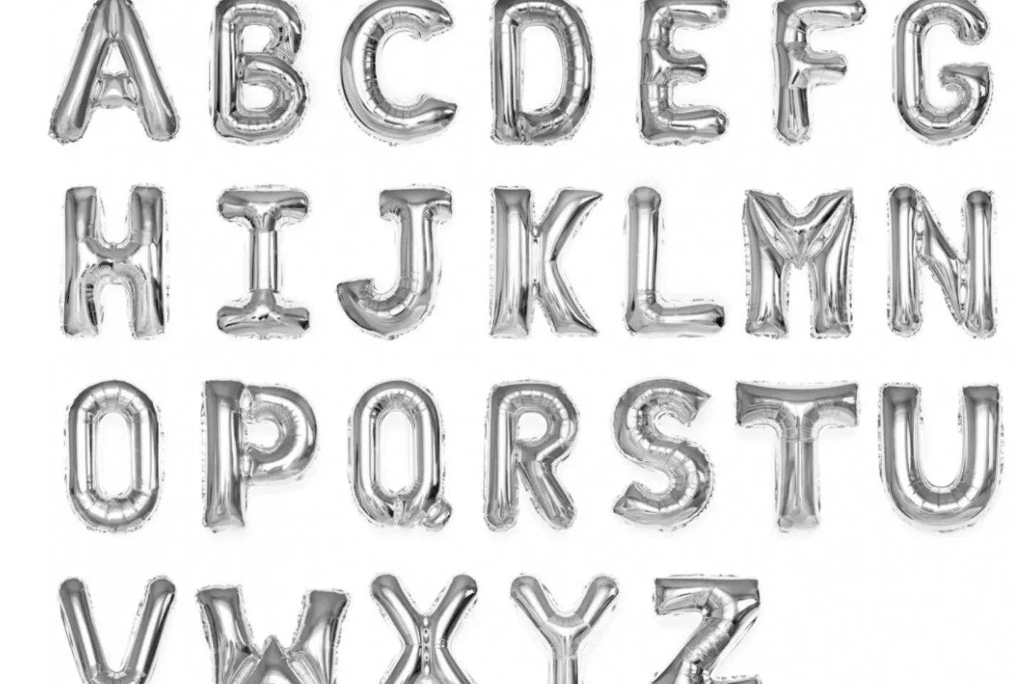 بالون حروف انجليزيه لون ذهبي فضي روز قولد