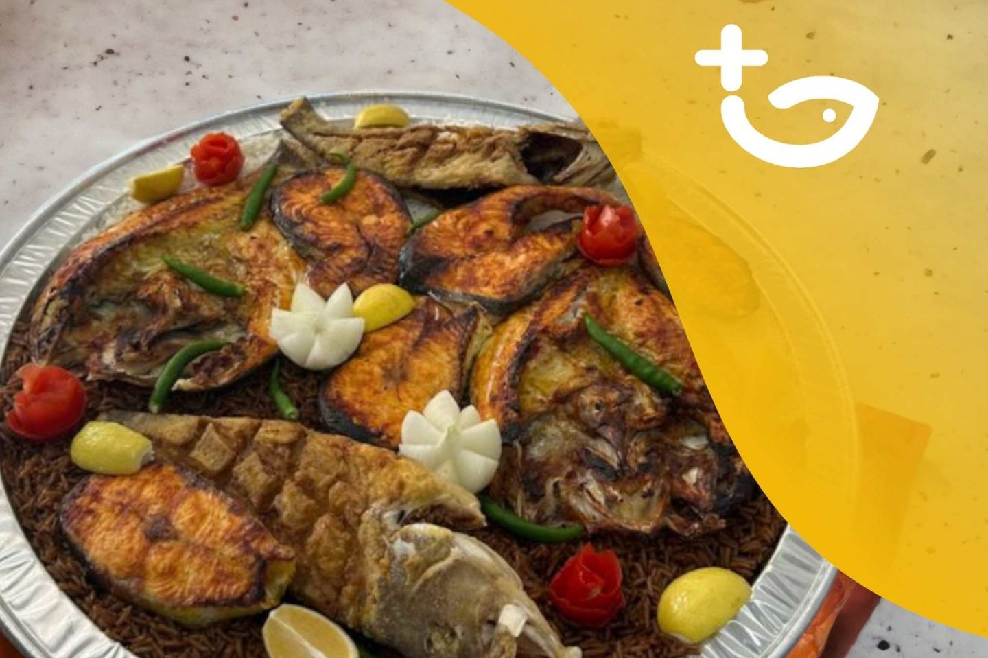 A Tray Of Grilled Fish With Special Sauces For Six People And More