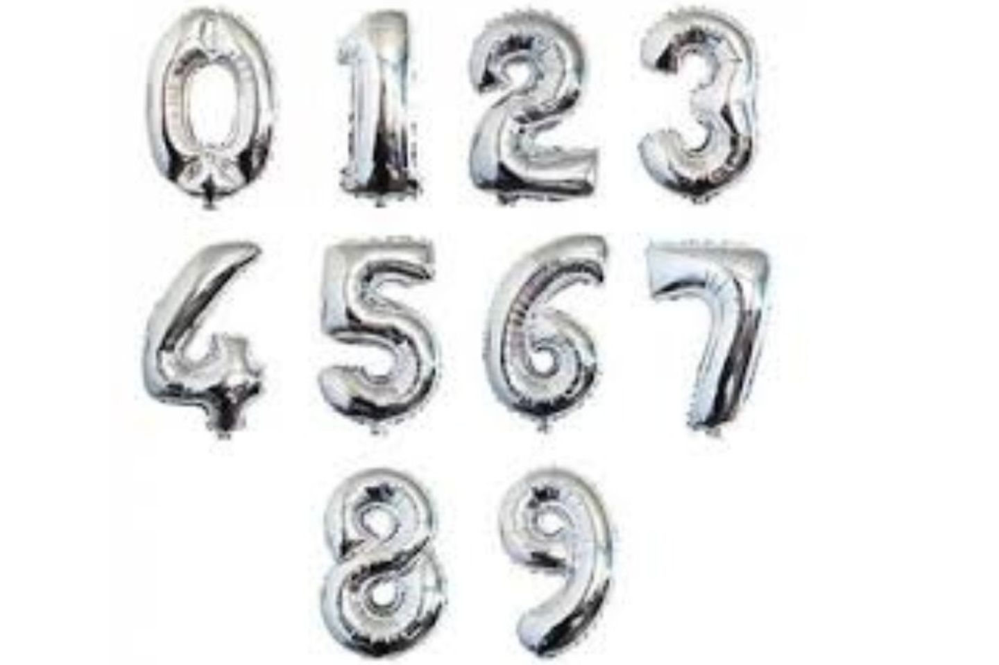 Silver Numbered Helium Balloons