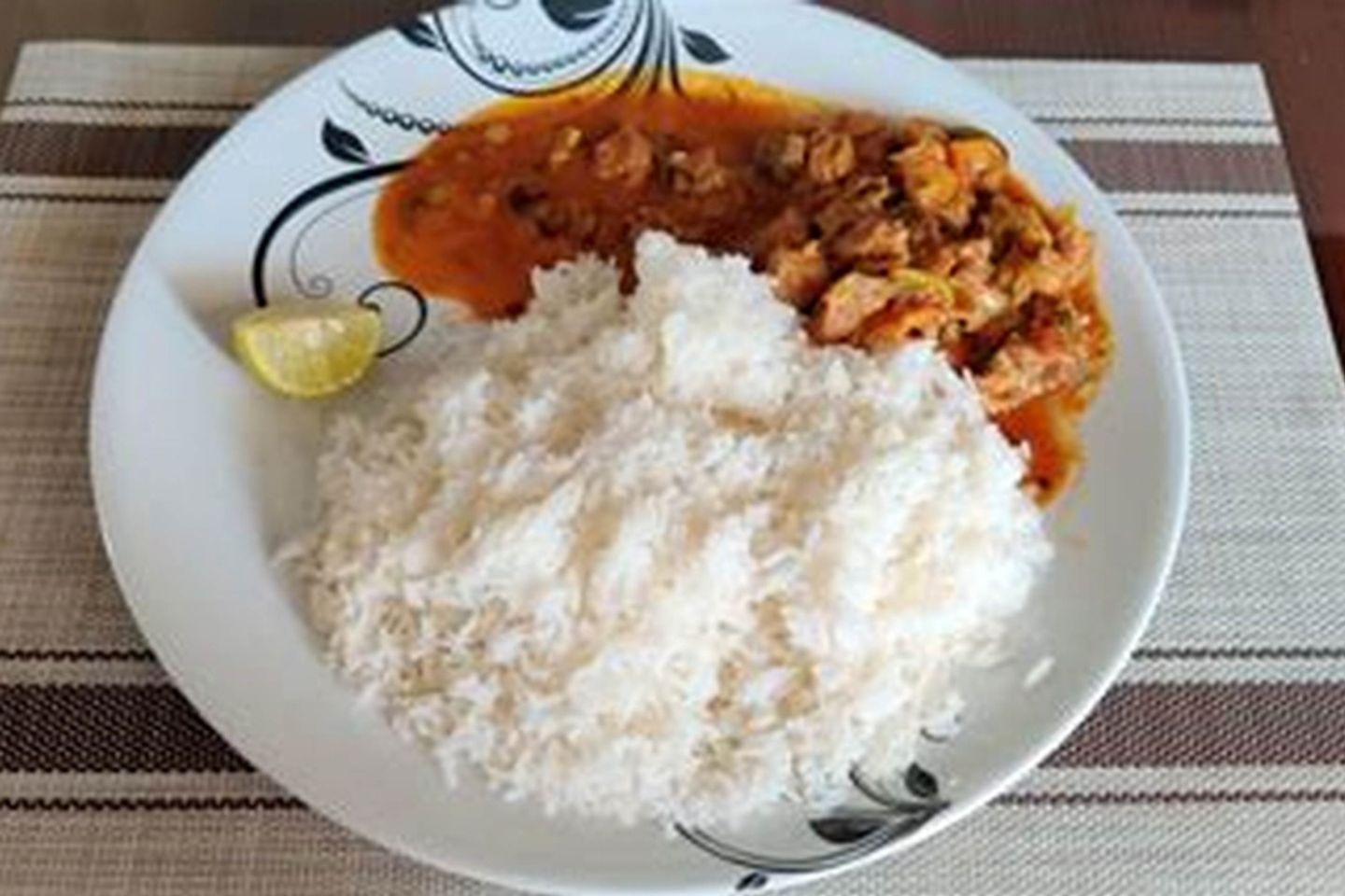 رز ابيض+سمك مسالا
