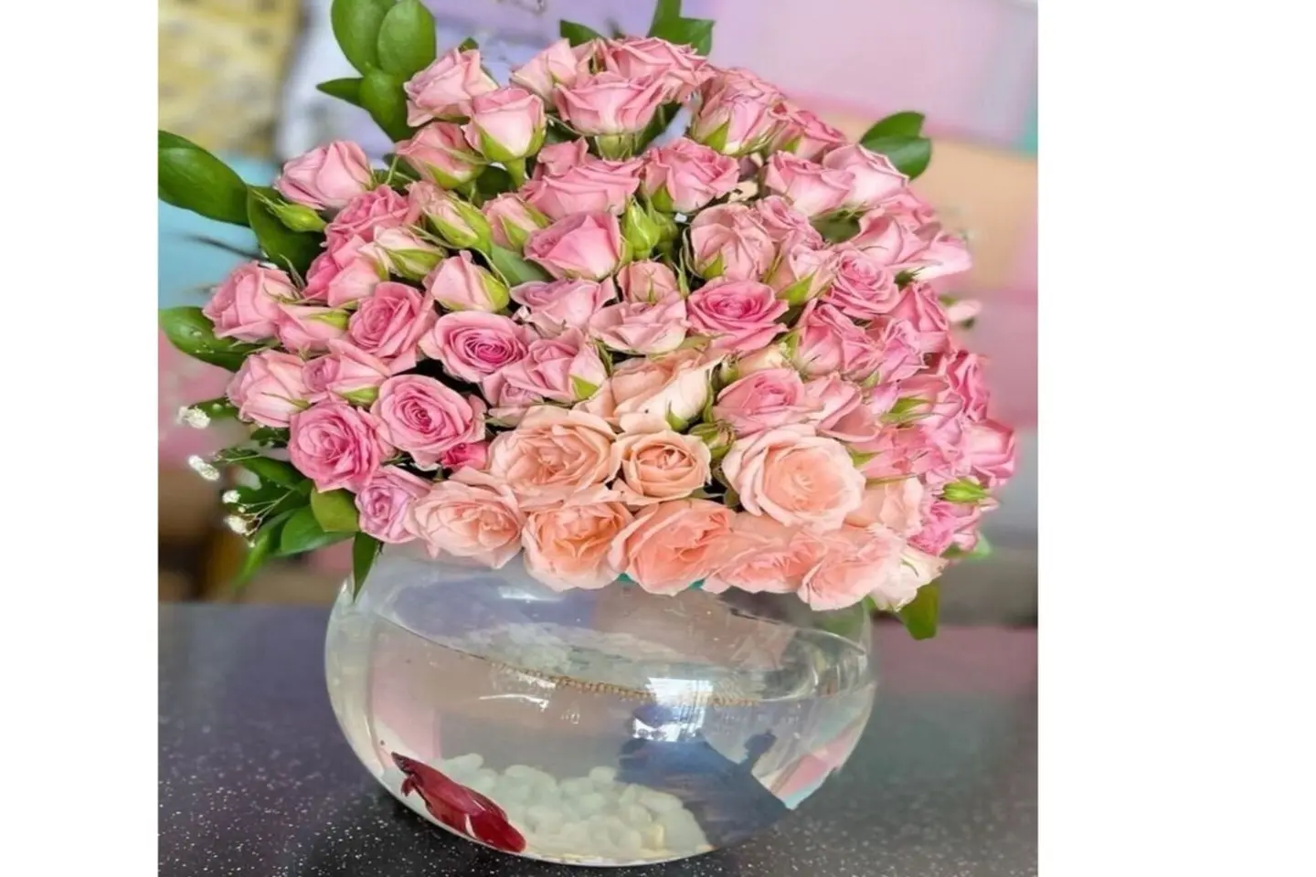 Fighter Fish With Flower Bouquet